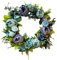 HIQIU 40CM Türkranz Pfingstrosen künstlich Kranz für die Haustür türkranz ganzjährig Blumenkranz deko für Hochzeitsfeier Thanksgiving Garten Heim Wand hängen Dekorative kränze (Blau)