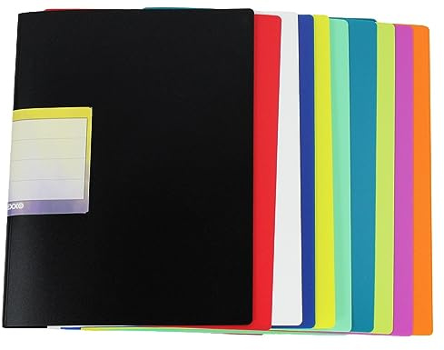 Schnellhefter/Fastbinder A4, 10 Stück, PP-Folie extra stark mit Abheftmechanismus - farblich sortiert