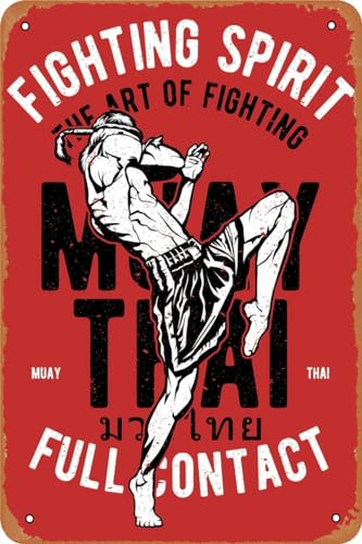 Retro Metallschild Martial Arts Muay Thai Poster für Bar, Kampfsport, Fitnessstudio, Klassenzimmer, Büro, Zuhause, Wanddekoration, Geschenk, Vintage-Blechschild, 30,5 x 20,3 cm