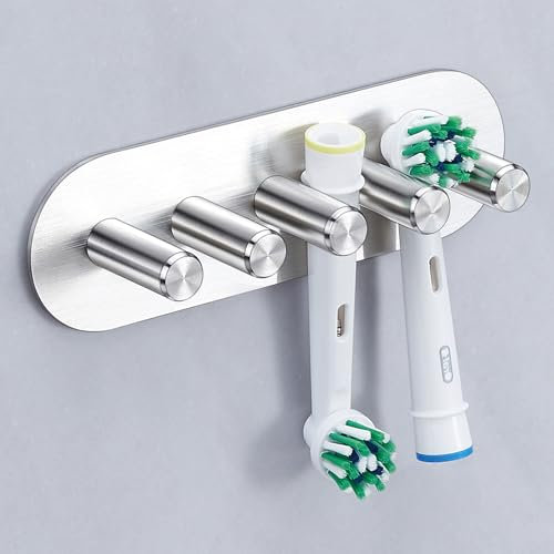 YYBO Aufsteckbürsten Halter, Zahnbürstenhalter Elektrische Zahnbürste, Zahnbürsten Halterung Wand, Halterung Elektrische Zahnbürste, Badezimmer Zahnbürstenkopf Halter (Silber, Groß)
