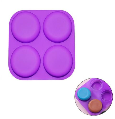 Moldes de jabón de 4 agujeros, moldes de silicona para hornear, moldes redondos de silicona para herramientas de hornear (color al azar)