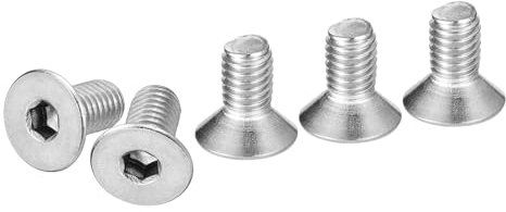 DTGN Tornillos de Cabeza Avellanada Hexagonal de Acero Inoxidable 304, M5-0.8 x 10 mm, 25 Unidades, Tornillos de Cabeza Plana con Hexágono Interior, Rosca Completa