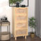 Sideboard, Regalschrank mit Türen Wohnwand Modern Küchenschrank mit Arbeitsplatte Apothekerschrank Organizer Geeignet für Balkon Küche Bäder Braun 40x30x90 cm Massivholz Kiefer und Natur-Rattan