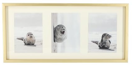 Wackadoo Holz Bilderrahmen Collage 13x18 cm FSC® Holzrahmen Gold Fotowand Fotorahmen mit Glasscheibe mit Passepartout 3er Bilderrahmen Fotogalerie Wandcollage