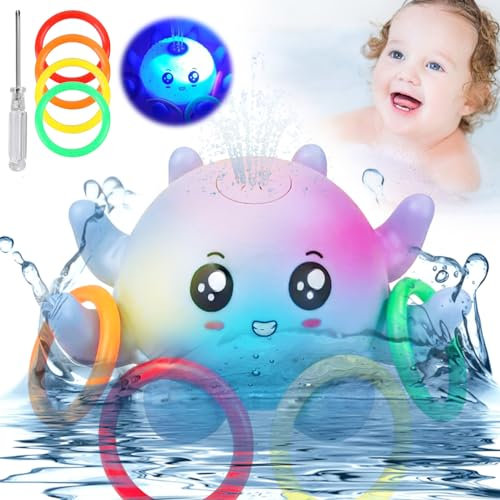 Juguete de Baño para Bebé, Juguetes Baño Bebe, Juguetes Bañera Bebe 1 2 3 Años, Juguete de Baño Pulpo Pulverizador de Agua, Juguetes Agua Juguetes de Piscina para 1-3 Años