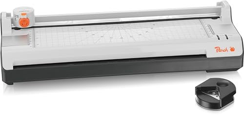 Peach 6 in 1 Laminiergerät A3 inkl. Eckenrunder, Trimmer, Laminierfolien | ABS | geeignet für alle handelsüblichen Folien bis 2x125 mic. | Heiß- & Kaltlaminiergerät | PBP450A