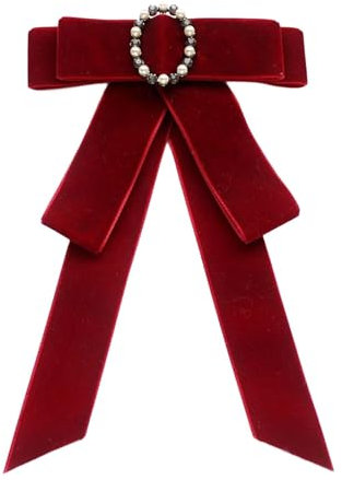 Harilla Broche nœud Papillon pour Femmes, Broche, Cravate, pour soirée, Banquet, Mariage, Velours Rouge