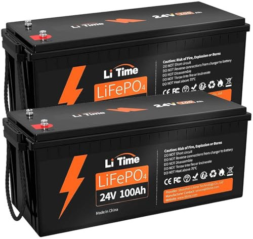 LiTime LiFePO4 24V 100Ah Lithium Batterie Bluetooth 5.0 Max. 2560W Leistung und Max. 15000 Zyklen, 10 Jahre Lebensdauer, Ideal Ersatz AGM-Batterie, Perfekt für Wohnmobil, Marine, Solaranlage, Off-Grid