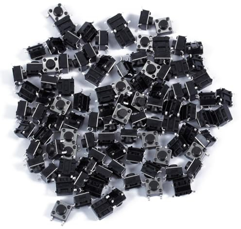 Bestvisse Lot de 100 interrupteurs tactiles miniatures de qualité 6 x 6 x 5 mm