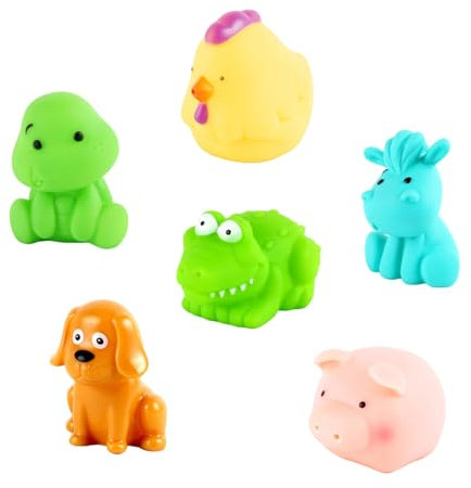 6 Badespielzeug Baby Ab 1 Jahr,Badewannen Spielzeug,Wasserspielzeug Baby,Bath Toys Floating Bath Toys Rubber Animal Toy Storage Floating Animal Bath Toy Swimming for Kids Toddler Gift