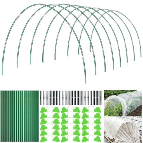 48 Piezas Arcos para Invernadero, Gardenaros Invernadero para Cultivar Túneles, Ajustable Libre de óxido de Plantas de Jardín Cama de Apoyo Aros, DIY Planta de Apoyo de Estacas de Jardín