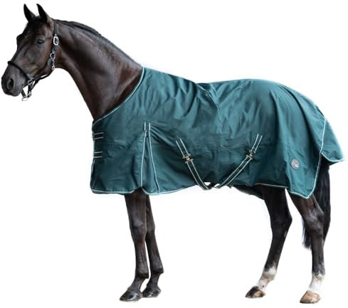 HKM - Outdoor Pferdedecke mit Fleece in dunkelgrün; wasserdichte, Passgenaue & hochwertig verarbeitete Pferde Regendecke, 200 gr Füllung, 135 cm