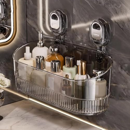 Aufbewahrungsbox mit Saugnapf ohne Bohren, gewellter Saugnapf, leistungsstarke Saugnapf-Aufbewahrungsbox, Duschregal, Duschregal, Saugnapf, Badezimmer-Organizer und Aufbewahrungsbox-Zubehör