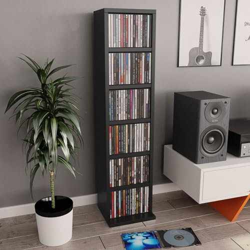 ZJHESXV CD Cabinet Black 21x20x88 cm Engineered Wood, Book Shelf, Cd Storage Units, Large Bookshelf, Cd Rack, Curio Cabinet, Shelving Units For Storage