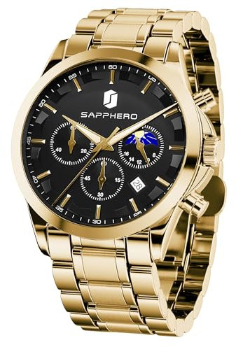 BY BENYAR Uhren Herren Edelstahl Armbanduhr Herren Chronograph Analog Quarz Wasserdicht Herrenuhr Leuchtende Datum Mode Lässig Business-Kleid Uhren Elegantes Geschenk fur Männer