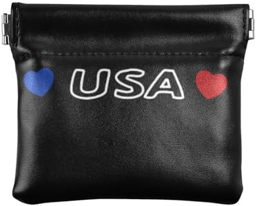 Amooorous I Love Usa 4th of July Independence Day Porte-monnaie en cuir imperméable pour femme, I love usa 4th of July Independence Day, 1 size