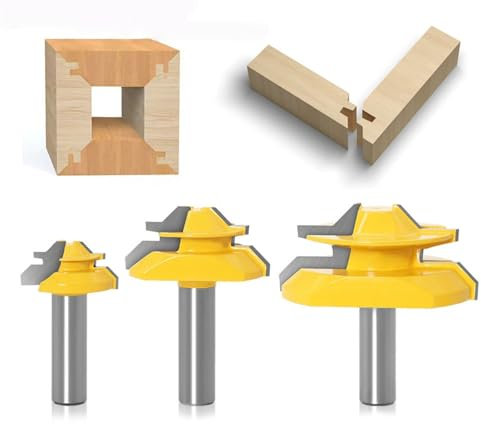 ALUYEH Fräser-Bit, 45-Grad-Lock-Gehrungsfräser-Set, 6,35 mm Schaft für Holzbearbeitung/CNC, passend für Hartholz, MDF, Sperrholz, Holzbearbeitungswerkzeuge, Gelenkfräser, Holzfräser