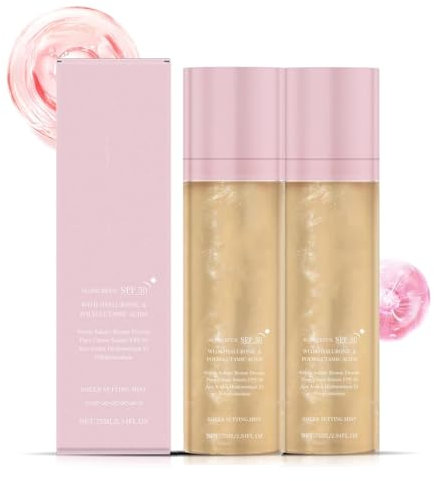 2PC Spray fixateur transparent SPF 50, base, spray fixateur visage, antioxydant longue durée, effet maquillage léger, anti-cernes et protection solaire.