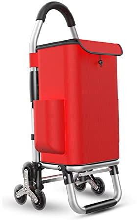 Carrello della spesa per salire le scale a 6 ruote, telaio in alluminio leggero, borsa staccabile per generi alimentari e la spesa