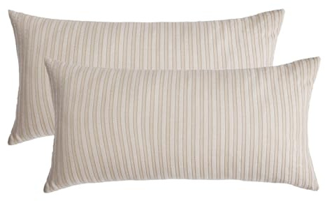 SOULFUL Kissenbezüge 40x80 Baumwolle Jacquard Oeko-TEX Beige | Gewaschene Baumwolle Boho Kissenbezüge 2 Teilig mit Reißverschluss Atmungsaktiv