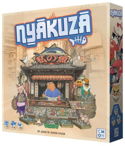 CMON Nyakuza, Strategie-Brettspiel, kreiert von Reiner Knizia, ab 10 Jahren, für 2 bis 4 Spieler, 40 Minuten pro Spiel, Spanisch