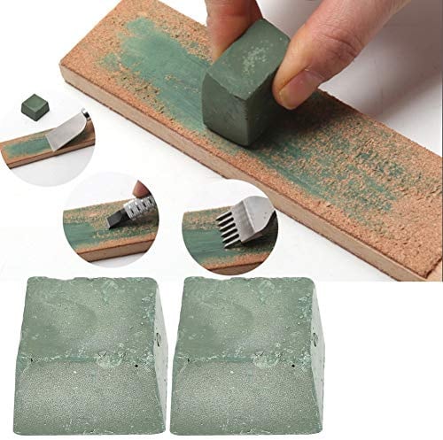 OEBUAFI Polierpaste für Messer, 2-teilig, grüne Schleifpaste für Lederwerkzeuge, ideal zum Schärfen und Polieren von Gold, Silber und Metallen