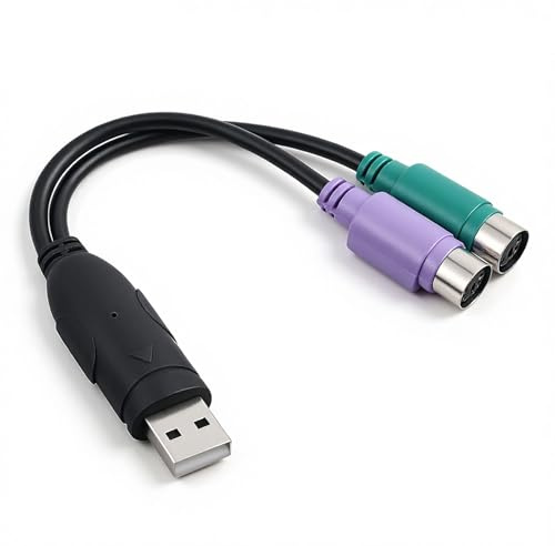 Exircy PS2 auf USB Adapterkabel Tastatur-Maus-Adapterkabel, Aktiver Konverter USBA aufPS2 Stecker Kompatibel mit Laptop und PC Plug and Play 2 in 1 PS2 auf USB 2.0 Konverterkabel