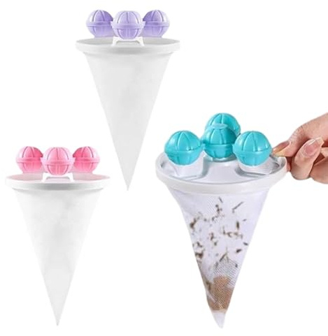Confezione da 3 Palline Cattura- per Lavatrice Riutilizzabili | Filtro Anti-Pelucchi e di Animali, Previene Ostruzioni | Compatibile Lavatrici Carico Anteriore e Dall'Alto (Biancheria, Lenzuo