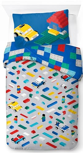 Jay Franco LEGO® Bettwäsche-Set – Superweiche Kinder-Bettwäsche mit Kissenbezug, NUR BETTBEZUG (Füllung Nicht enthalten), Mehrfarbig, 2-teilig Einzelbett