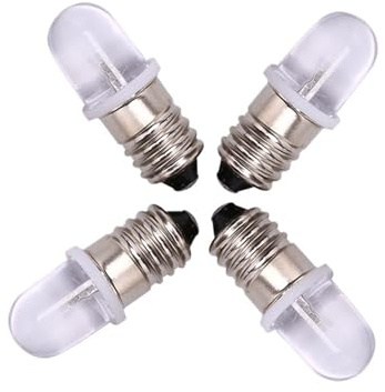 5 Stücke E10 Led-lampe E10 DC 3 V 4,5 V Instrumentenbirne E10 Anzeigelampen Altmodische Taschenlampenlampen(White DC3V)