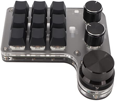 Dan&Dre Programmable Macro Keyboard, 9 Keys 3 Knobs USB Connection for OSU Gaming Keyboard, Office Music Media with Acrylic Material, Blue Switch, Built in 500mah Lithium Ion Battery
