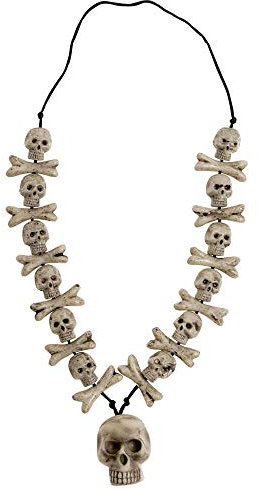 W WIDMANN MILANO Party Fashion 8597N - Kette mit Totenköpfen und gekreutzten Knochen, Halskette, Accessoire, Skelett, Karneval, Halloween