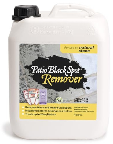 Patio Black Spot Remover Patio Cleaner for Natural Stone - Indian Sandstone, Limestone, Yorkstone - for Black Spots, Lichen, Green Algae and White Fungi - Restore Natural Colour - Biodegradable - 4 L