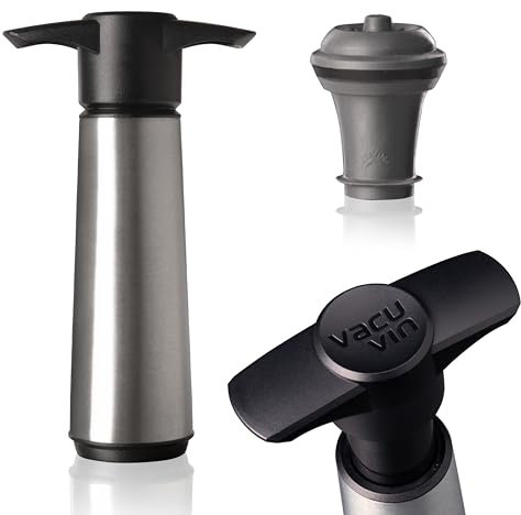Vacu Vin Stainless Steele Wine Saver (1 Pump, 1 Stopper)