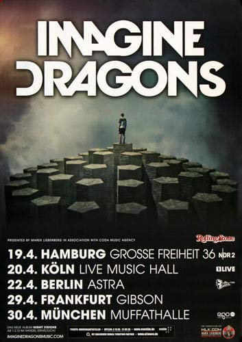 Imagine Dragons - Monster, Tour 2013 » Konzertplakat/Premium Poster | Live Konzert Veranstaltung | DIN A1 «