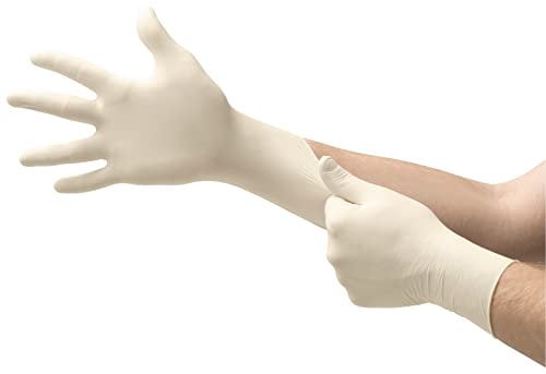 Ansell TouchNTuff 69-318 Gants Jetables en Latex, Fins et Non Poudrés, Doigts Renforcés et Adhérisés, Protection Multiusage, Alimentaire, Chimique et Mécanique, Blanc, Taille XS (100 Gants)