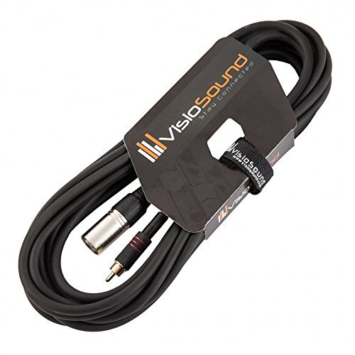 VisioSound Male XLR to Single RCA Gold Phono Plug Audio Lead/Signal/Patch Cable 6m