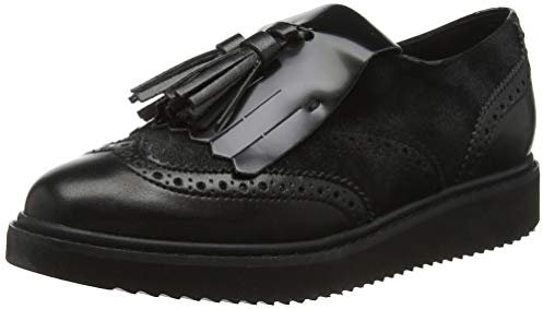 Geox D Thymar C, Brogue Donna, Nero (Black/Anthracite), 36 EU