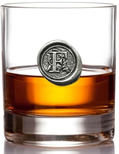 English Pewter Company 11oz Whisky Glass Tumbler with Monogram Initial - Personalised Gift with Your Choice of Initial (F) [MON106]