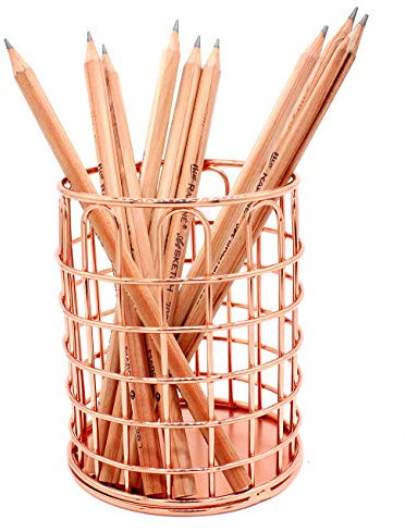 Ranvi 1 PCS Metal Wire Pen Holder, Modern Makeup Brush Holder With Rose Gold Color, Style 1