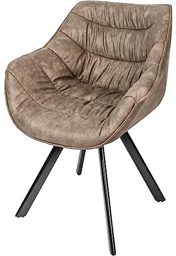 invicta INTERIOR Design Stuhl The Dutch Comfort Taupe gepolstert mit Armlehne Esszimmerstuhl Besucherstuhl Retro
