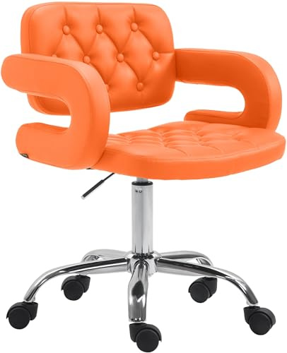 CLP Arbeitshocker Dublin Kunstleder-Bezug I Höhenverstellbarer Drehstuhl, Farbe:orange
