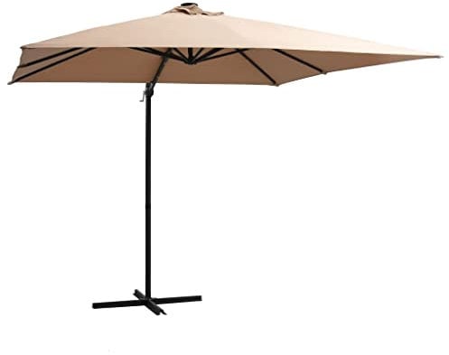 vidaXL Sombrilla voladiza jardín LED Palo de Acero Taupe 250x250 cm