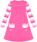 Sunny Fashion Girls Dress Pink Long Sleeve Heart Pocket Striped Casual Cotton T-Shirt Dress Age 6 Years
