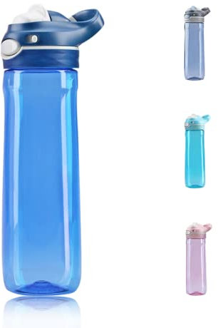 DEARART 750ml blaue Wasserflasche mit Griff, BPA frei, automatische Ausgießer Wasserflaschen, Einhandbedienung, schnell ohne Stroh, einfach für Outdoor-Sportarten, Büro, Fitnessstudio usw.