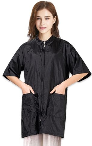 TOPTIE Haarpflegekittel Friseur Schürze Haarschnitt Cape Jacke Pet Groomer Kittel für SPA Salon Pet Shop- Schwarz L