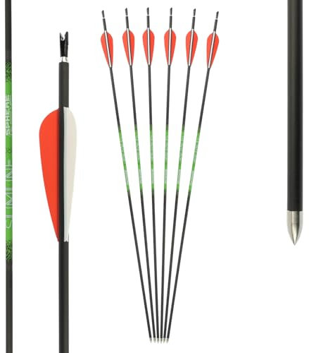 6er Pack - Carbonpfeil - Sphere Slimline Pro - mit Vanes - Spine: 800 (15-35 lbs) - 30 Zoll; Bogenschießen mit Pfeil und Bogen, Bogensport