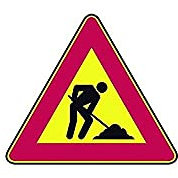 Segnale stradale TRIANGOLO 120cm PERICOLO LAVORI IN CORSO in ferro 10/10 cl1 omologato