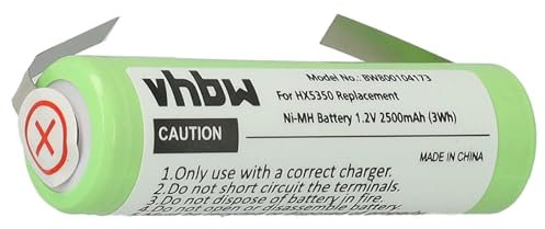 vhbw Akku kompatibel mit Braun 4015, 4500, 4501, 4502, 4503, 4504, 4505, 4508, 4509 elektrische Zahnbürste (2500mAh, 1,2V, NiMH)