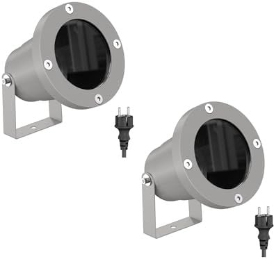 ledscom.de 2 Stück Gartenstrahler DUK für außen, IP65, Stecker, grau, 1x GU10 max. 15W